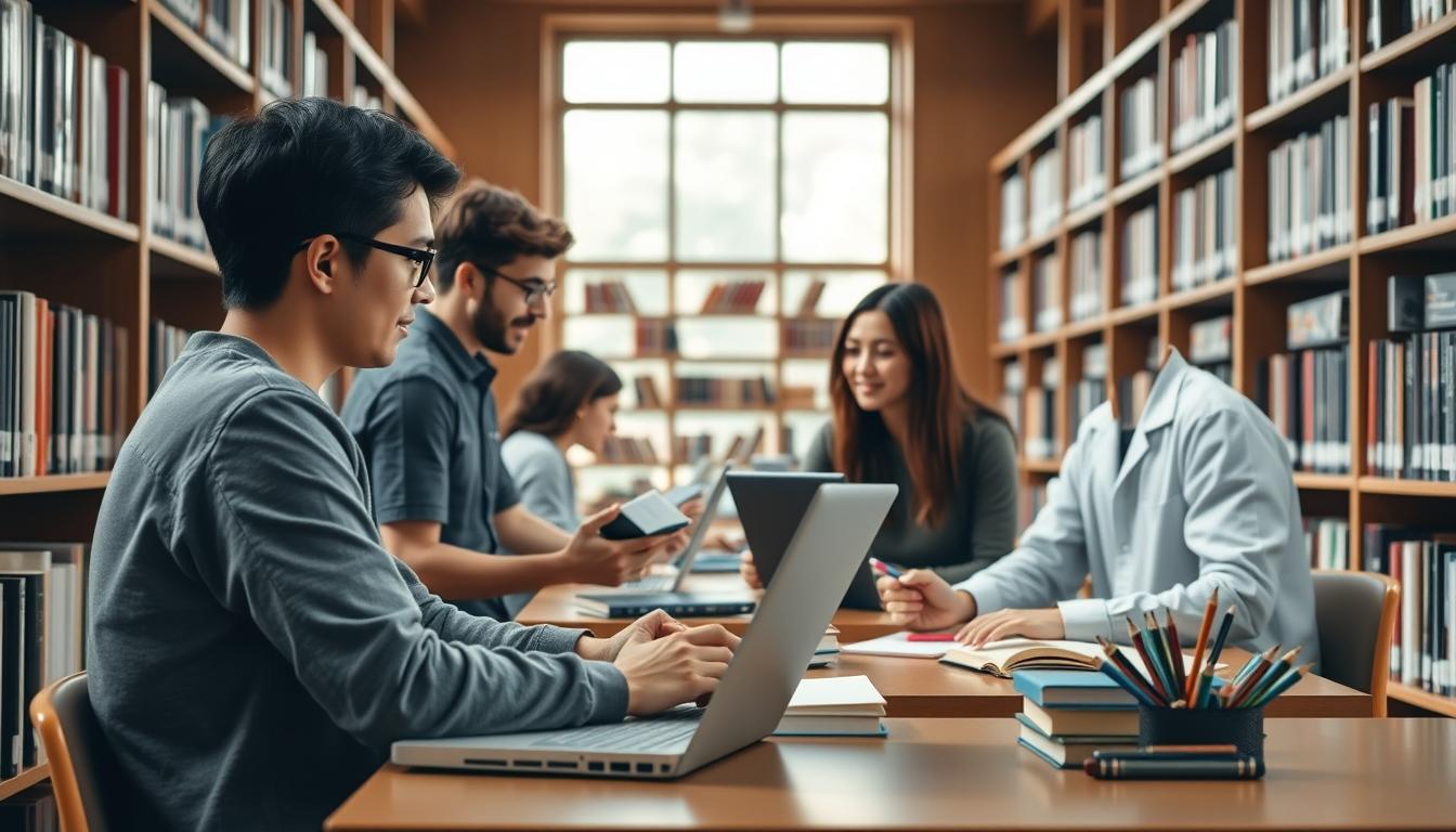Students collaborating in study space